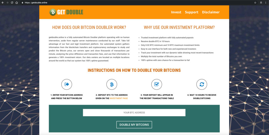 Online bitcoin doubler